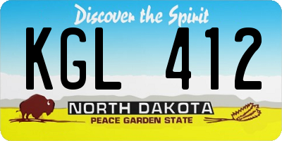 ND license plate KGL412