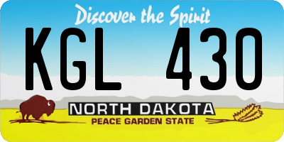 ND license plate KGL430