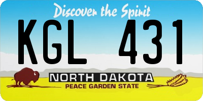 ND license plate KGL431