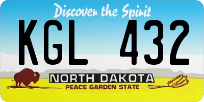 ND license plate KGL432