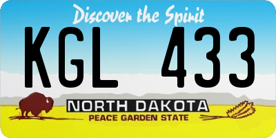 ND license plate KGL433