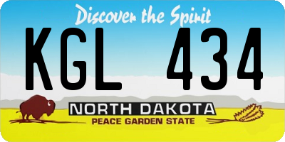 ND license plate KGL434
