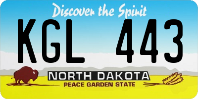 ND license plate KGL443