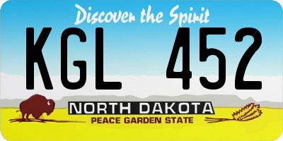 ND license plate KGL452