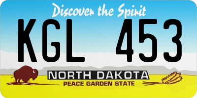 ND license plate KGL453