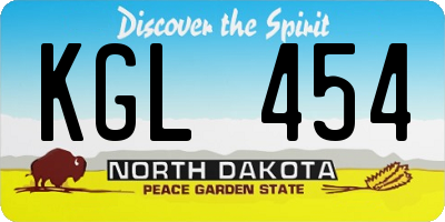 ND license plate KGL454