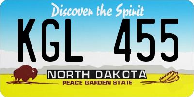 ND license plate KGL455