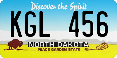 ND license plate KGL456