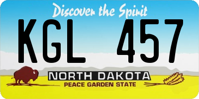 ND license plate KGL457