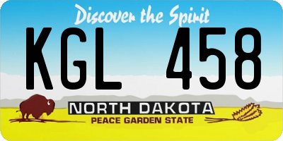 ND license plate KGL458