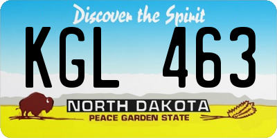 ND license plate KGL463