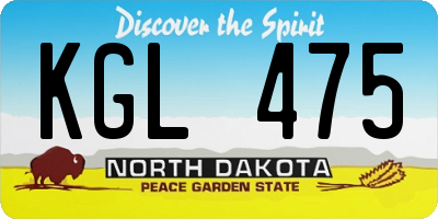 ND license plate KGL475