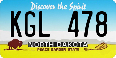 ND license plate KGL478