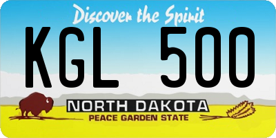 ND license plate KGL500