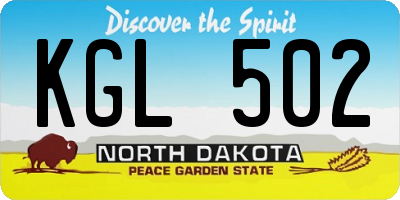 ND license plate KGL502