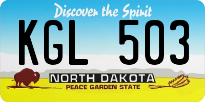 ND license plate KGL503