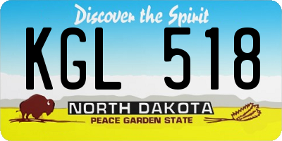 ND license plate KGL518
