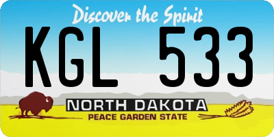 ND license plate KGL533