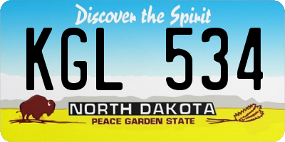 ND license plate KGL534