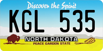 ND license plate KGL535