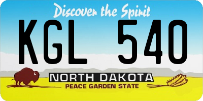 ND license plate KGL540