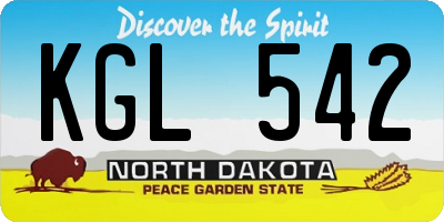 ND license plate KGL542