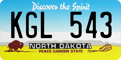 ND license plate KGL543