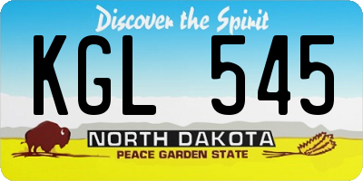 ND license plate KGL545