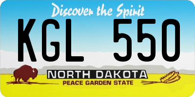 ND license plate KGL550