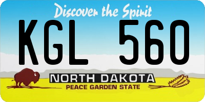 ND license plate KGL560