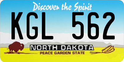 ND license plate KGL562