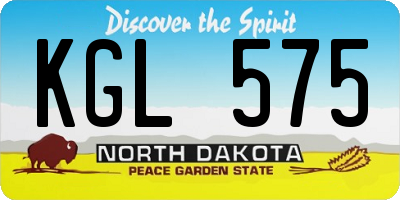 ND license plate KGL575