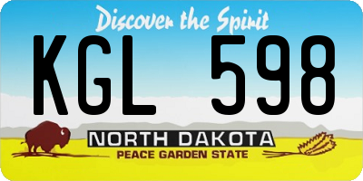 ND license plate KGL598