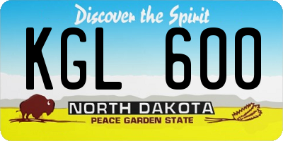 ND license plate KGL600
