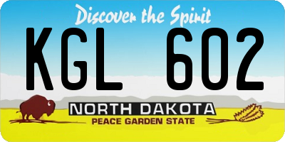 ND license plate KGL602