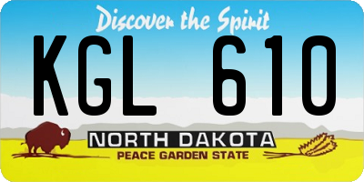ND license plate KGL610