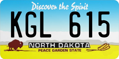 ND license plate KGL615