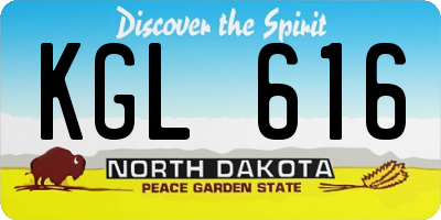 ND license plate KGL616