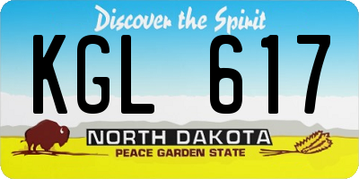 ND license plate KGL617