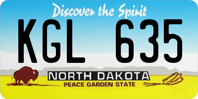 ND license plate KGL635