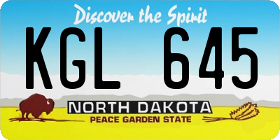 ND license plate KGL645