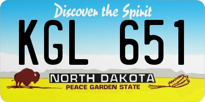 ND license plate KGL651