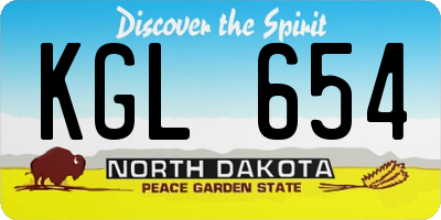 ND license plate KGL654