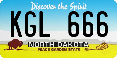 ND license plate KGL666