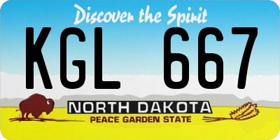 ND license plate KGL667