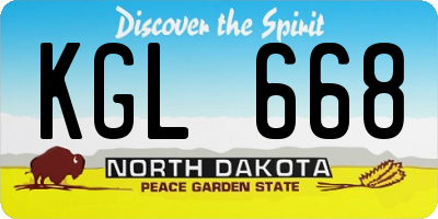 ND license plate KGL668