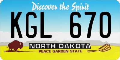 ND license plate KGL670