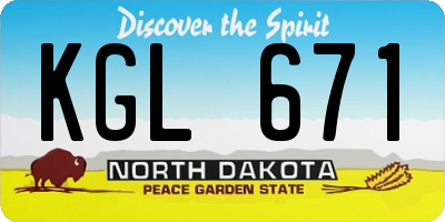 ND license plate KGL671