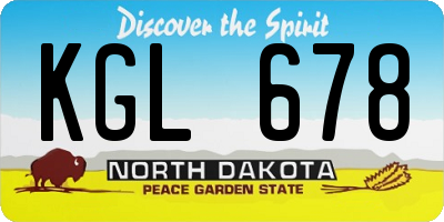 ND license plate KGL678
