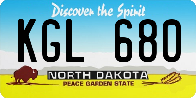 ND license plate KGL680